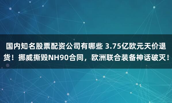 国内知名股票配资公司有哪些 3.75亿欧元天价退货！挪威撕毁NH90合同，欧洲联合装备神话破灭！